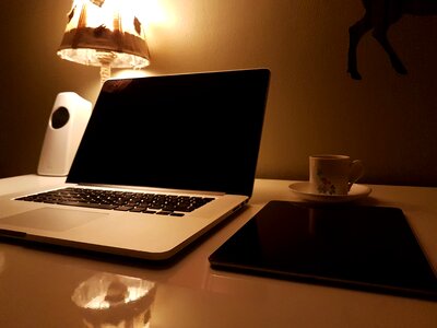 Light MacBook Desk photo