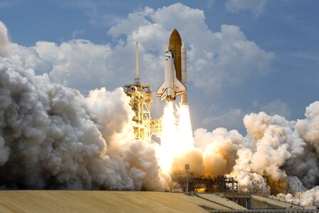space shuttle Atlantis launches from the Kennedy Space Center photo