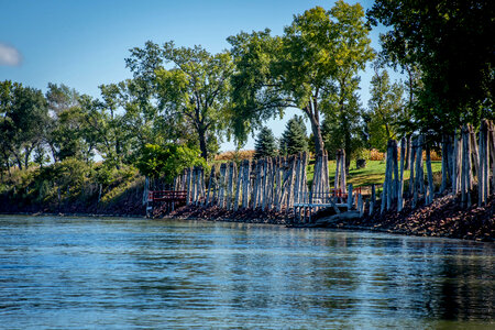 Old wooden pilings along Missouri River near Yankton, South Dakota-1