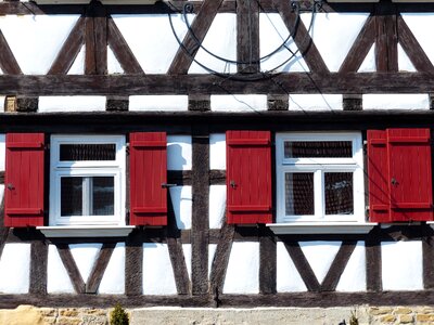 Window shutter red photo