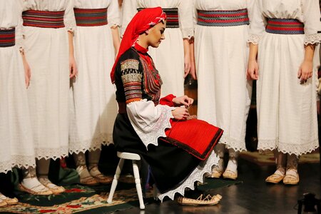 Woman sitting costume photo