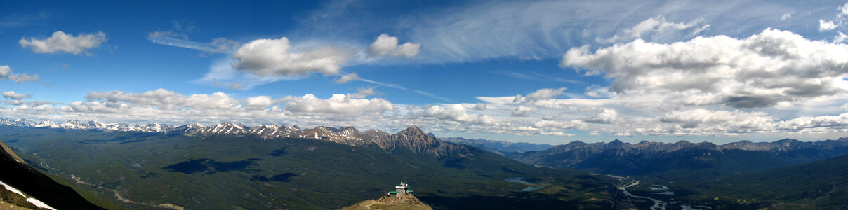 Panoramic View of the mountains and landscape in Jasper National Park, Alberta, Canada photo