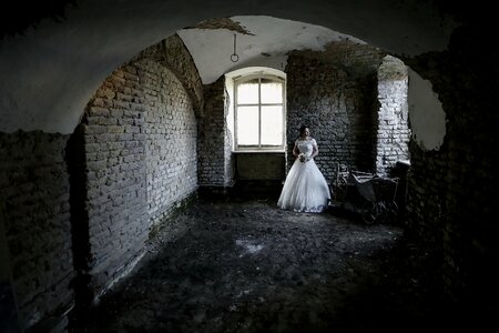 Wedding Dress bride basement photo