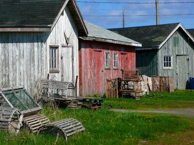 Lobster cage fishing town photo