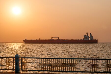 Ship oil tanker silhouettes