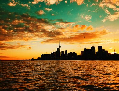 Sunrise Over Toronto, City Skyline, Ontario, Canada photo