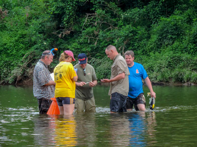 Students surveying freshwater mussels-2