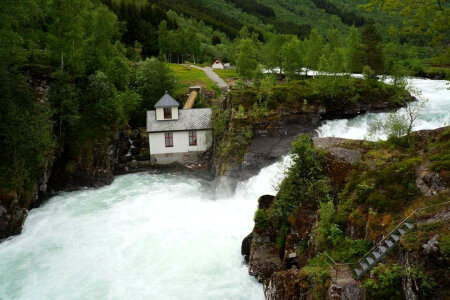 Rushing waterfalls and rapids in Norway photo