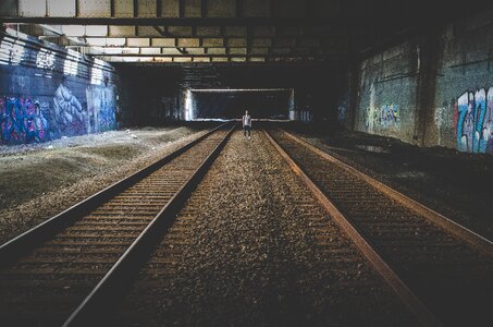 Alone in Train Tunnel photo