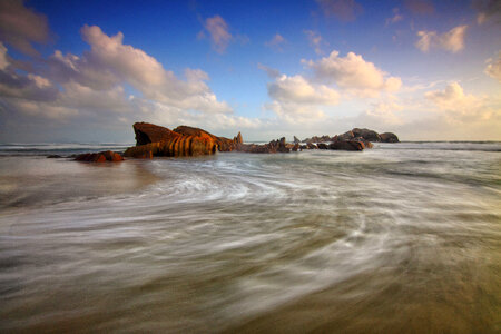 Scenic view of the seaside landscape and surf