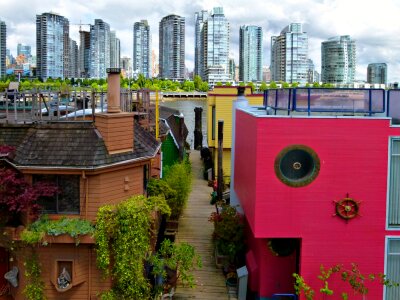 Houseboat colorful british columbia photo