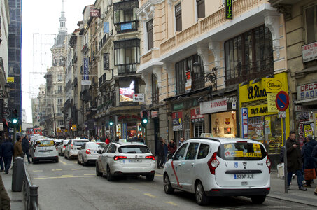 Traffic on Downtown of Madrid Spain photo
