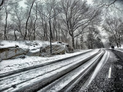 Winter Snow Road Central Park New York photo