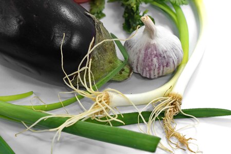 Eggplant garlic leek photo