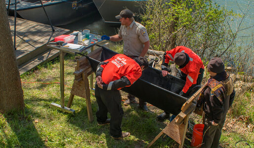 USFWS Fisheries crew prepares to operate on lake sturgeon-1