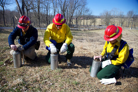 Firefighters with equipment