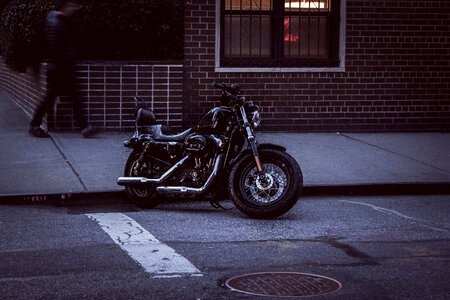 Motorcycle parked outside photo