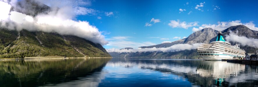Peaceful calm view of fjords in Norway photo