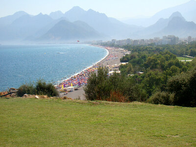 Konyaaltı Beach landscape in Antalya, Turkey photo