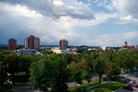 Downtown and skyline of Lethbridge in Alberta photo