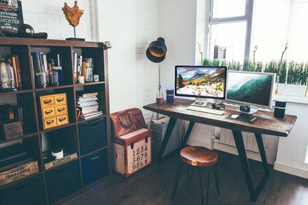 Rustic Desk Office Computer photo