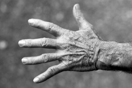 Elderly woman wrinkles black and white photo