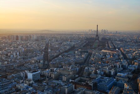 Eiffel tower bird's eye view afterglow
