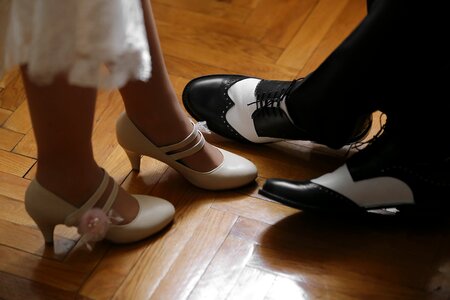 Groom bride shoes photo
