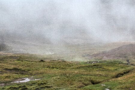 Clouds fog grass photo