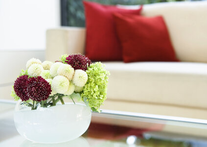 Flower vase in living room photo