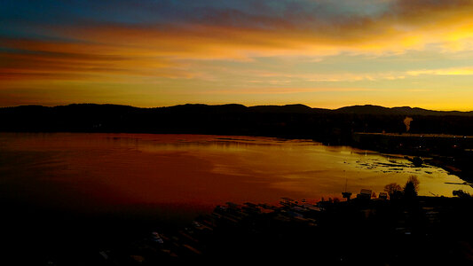 Aerial Sunset Lake photo