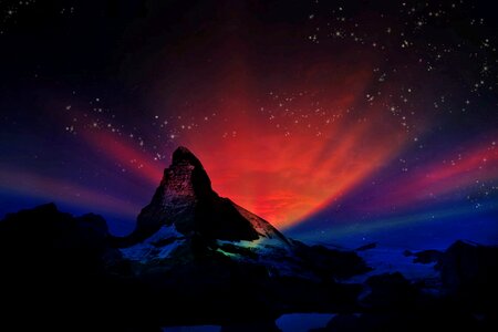 Landscape night aurora