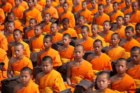 Meditate buddhism children photo