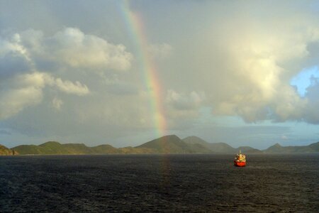 Boat boating rainbow