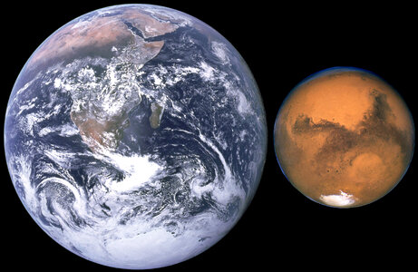 Comparison of Earth and Mars photo