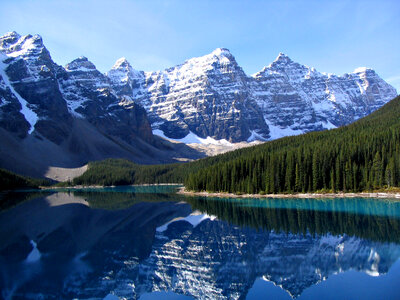 Moraine Lake, and the Valley of the Ten Peaks in Banff National Park, Alberta, Canada photo