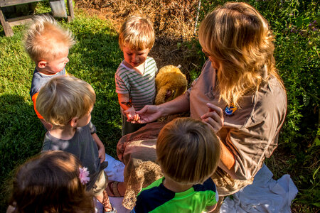 FWS employee showing children a monarch-10