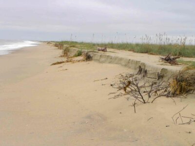 Erosion facing ocean