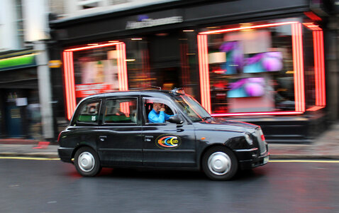 London Taxi in motion blur