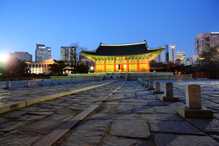 Bongeunsa Temple grounds in the Gangnam District of Seoul photo