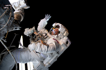 Astronaut is pictured working outside