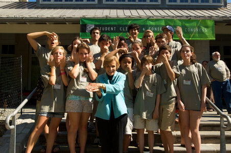 Humorous photo with youth and guest lecturer