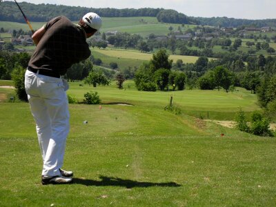 Playing a man on the golf course photo