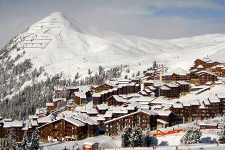 Belle Plagne ski resort at 2000 meters in France photo