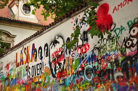 Graffiti on John Lennon wall in Prague