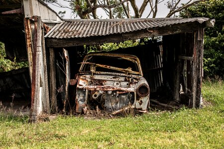 Old Car in Garage in Newcastle, New South Wales, Australia photo