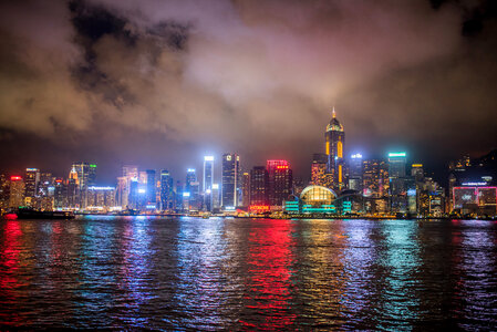 Neon Skyscrapers at Night photo