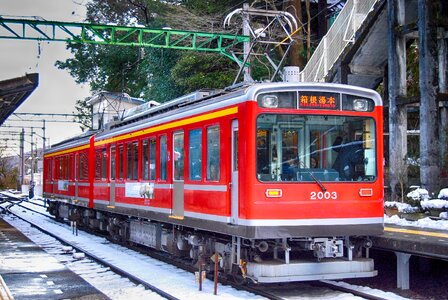Japan metro train railway Covered in Snow photo