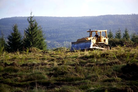 Background bulldozer vehicles