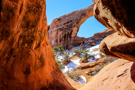 Snow and arches in Utah photo